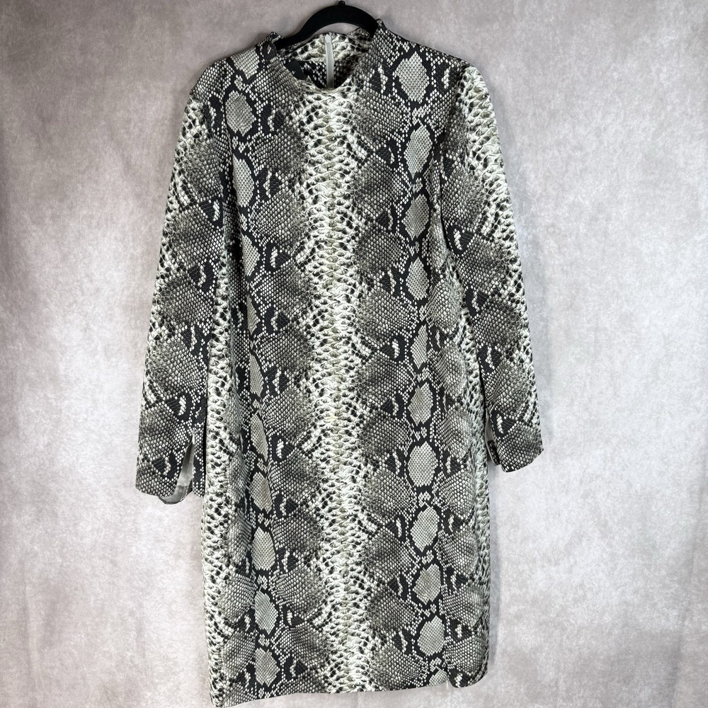 Akris Snake Python Mock Neck Mulberry Silk Dress In Multi Women's Size US 14